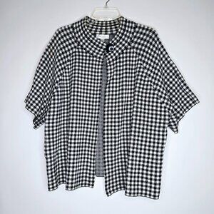 Dressbarn Black White Dolman Short Sleeve One Button Sweater Cape Plus Sz 22/24